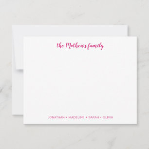 Tarjeta Pequeña Elegante Familia De Guiones Apellido Magenta Rosa