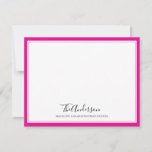 Tarjeta Pequeña Elegante Familia de guiones Borde cuadrado rosado 
