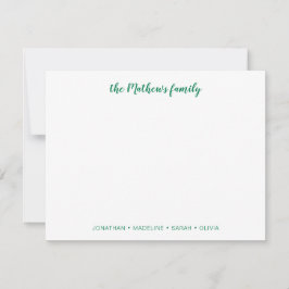 Tarjeta Pequeña Elegante Familia de Guiones de Apellido Verde