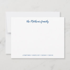 Tarjeta Pequeña Elegante Familia Script Apellido Marina Azul