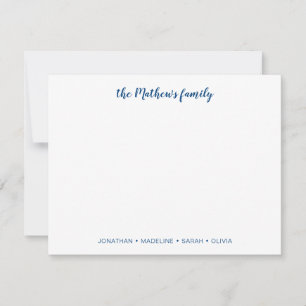 Tarjeta Pequeña Elegante Familia Script Apellido Marina Azul