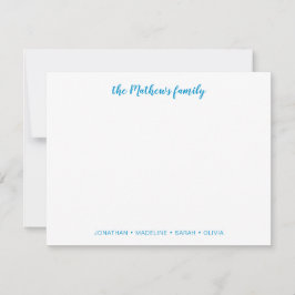 Tarjeta Pequeña Elegante Familia Script Apellido Océano Azul
