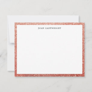 Tarjeta Pequeña Elegante Faux Rosa Gold Purpurina Borde Añadir nom