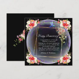 Tarjeta Pequeña Elegante Feliz Aniversario Boda Floral Rosa