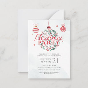 Tarjeta Pequeña Elegante fiesta de feriado de Navidades rojos y ve