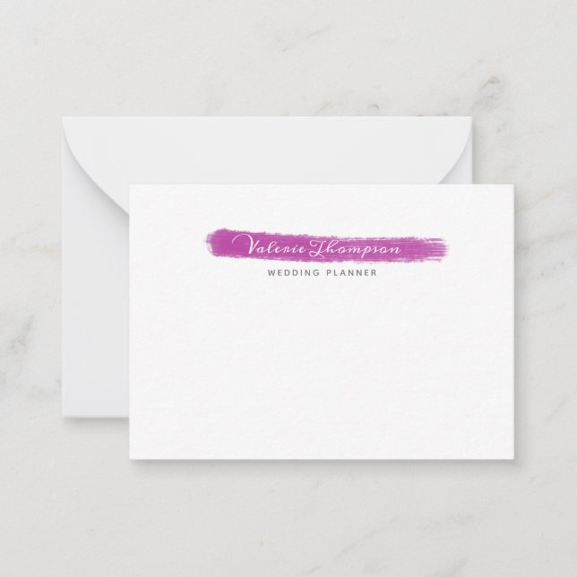 Tarjeta Pequeña Elegante firma de pincel rosado (Anverso)