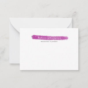 Tarjeta Pequeña Elegante firma de pincel rosado