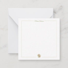 Tarjeta Pequeña Elegante Fleur de Lys floral personalizada nombre