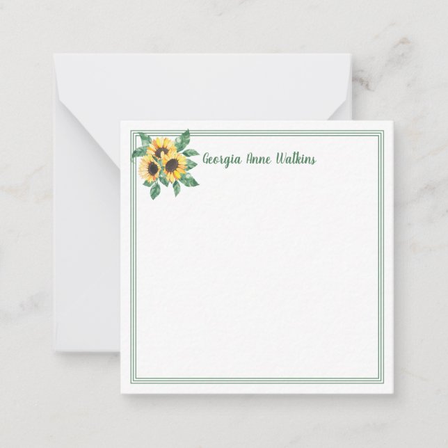 Tarjeta Pequeña Elegante flor de girasol monogramado (Anverso)