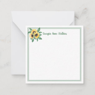 Tarjeta Pequeña Elegante flor de girasol monogramado