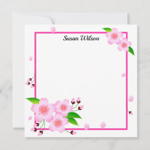 Tarjeta Pequeña Elegante flor de peones rosados personalizada