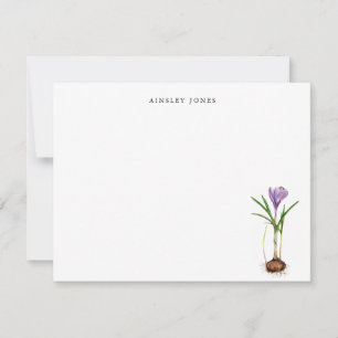 Tarjeta Pequeña Elegante flor de primavera Crocus morado acuarela