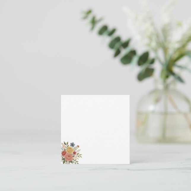 Tarjeta Pequeña Elegante Floral  (Anverso de pie)