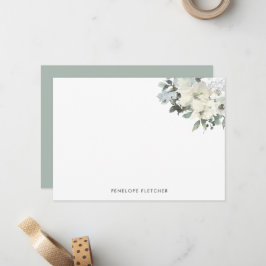 Tarjeta Pequeña Elegante Floral Acuarela Verde Salvia 