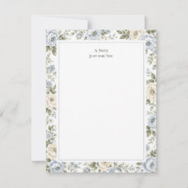 Tarjeta Pequeña Elegante Floral Azul y Marfil