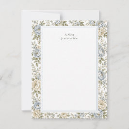 Tarjeta Pequeña Elegante Floral Azul y Marfil