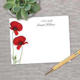 Tarjeta Pequeña Elegante Floral de amapola oriental roja vintage c