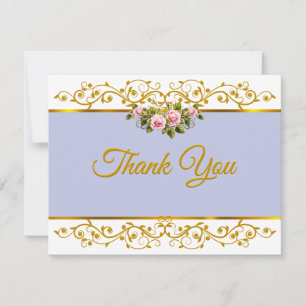 Tarjeta Pequeña Elegante Floral de Lavanda y Oro Agradecimiento