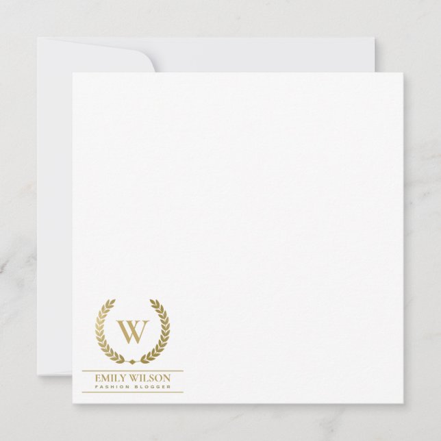 TARJETA PEQUEÑA ELEGANTE FLORAL DE ORO LAUREL WREATH COOPERACIÓN I (Anverso)