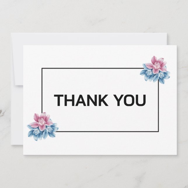 Tarjeta Pequeña Elegante floral moderno personalizado gracias (Anverso)