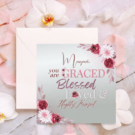 Tarjeta Pequeña Elegante Floral Rosa Gramado Bendito Amado