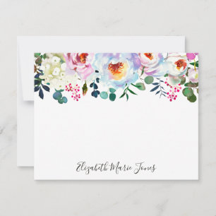 Tarjeta Pequeña Elegante floral Rubor color de agua blanco rosado 