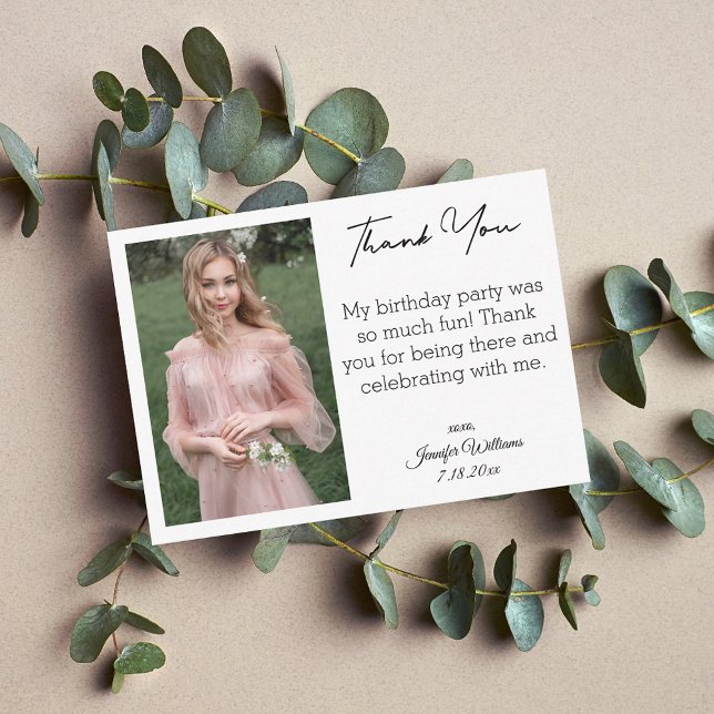 Tarjeta Pequeña elegante foto de agradecimiento dulce 16 (Subido por el creador)