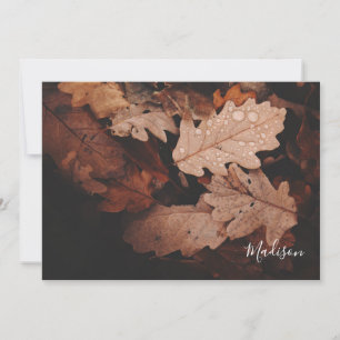 Tarjeta Pequeña Elegante foto de hoja de otoño