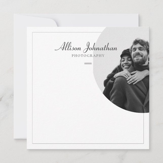 Tarjeta Pequeña Elegante foto Personalizado moderna en blanco y ne (Anverso)