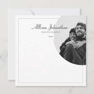 Tarjeta Pequeña Elegante foto Personalizado moderna en blanco y ne