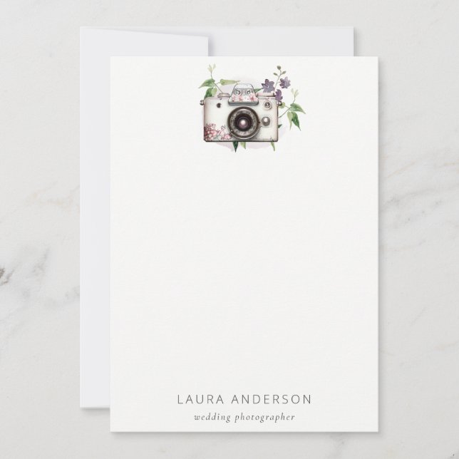 Tarjeta Pequeña Elegante fotografía de cámara floral de leafy vint (Anverso)