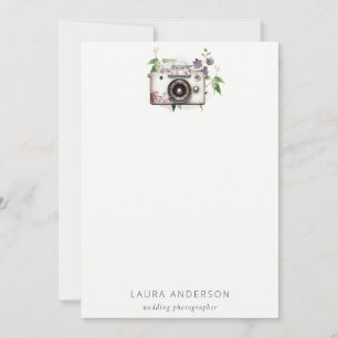 Tarjeta Pequeña Elegante fotografía de cámara floral de leafy vint