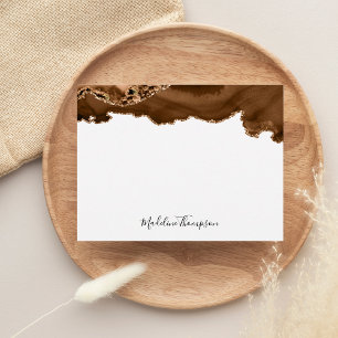 Tarjeta Pequeña Elegante Geode De Agante De Mármol De Oro De Velve