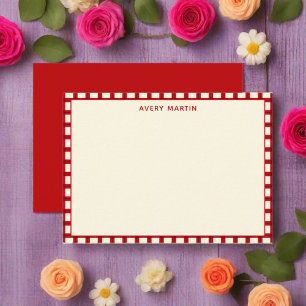 Tarjeta Pequeña Elegante Gingham Red Feminine Gracias Bebé