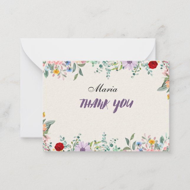 Tarjeta Pequeña elegante grabable gracias (Anverso)