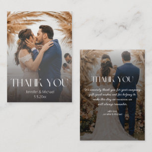 Tarjeta Pequeña elegante gracias 2 fotos mínima boda desvanecido