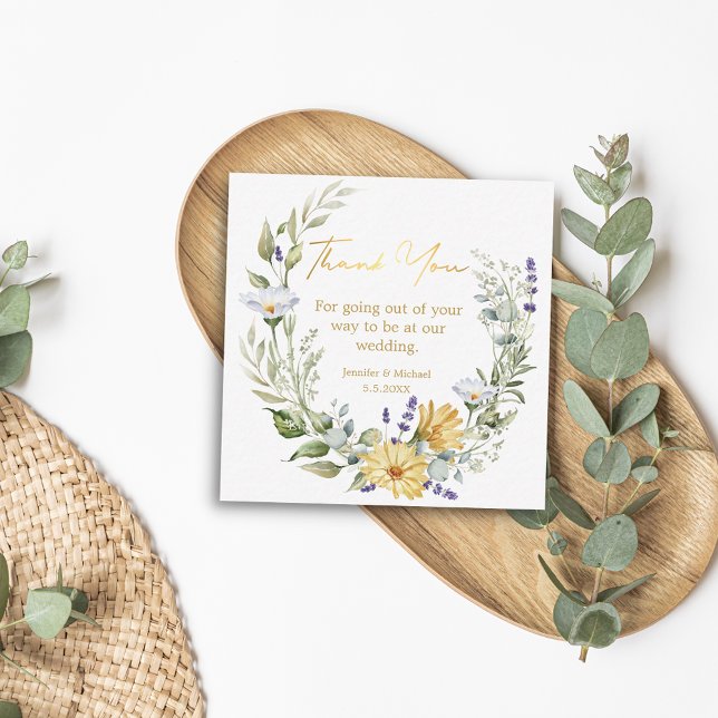 Tarjeta Pequeña elegante gracias a wildflowers elegante oro de mod (Subido por el creador)