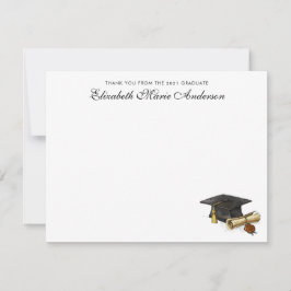 Tarjeta Pequeña Elegante Gracias De La Graduación De Graduación De