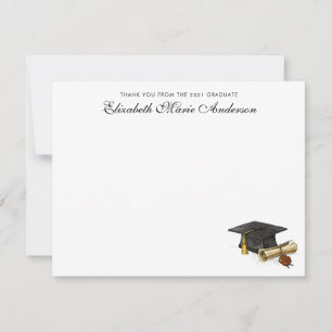 Tarjeta Pequeña Elegante Gracias De La Graduación De Graduación De