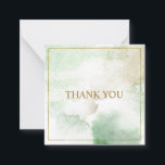 Tarjeta Pequeña Elegante "Gracias" verde pastel personalizable<br><div class="desc">Tarjetas de papel verde pastel de acuarela elegantes con marco dorado simple y plantilla personalizable en la parte frontal para "Gracias" y mensaje personal y nombre dirección en la parte trasera. Deje en blanco para una nota manuscrita. Ideal para bodas, notas de empresa, mensajes de agradecimiento a clientes, familiares y...</div>
