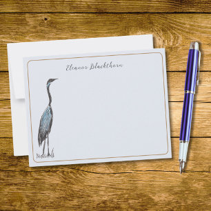 Tarjeta Pequeña Elegante Gran Ave Vintage de garza azul