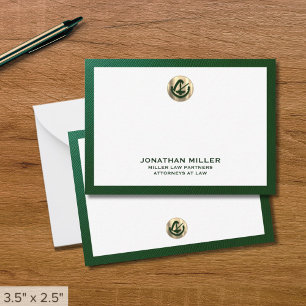 Tarjeta Pequeña Elegante Green Notecard con firma de ley con logot