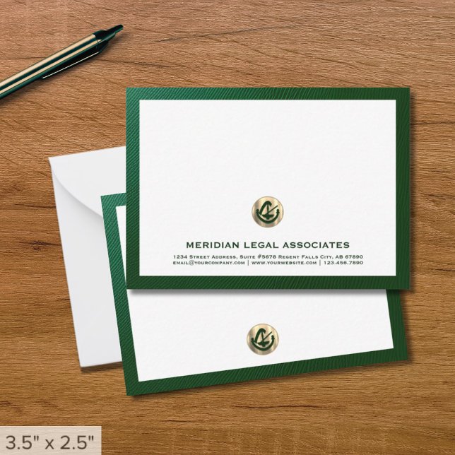 Tarjeta Pequeña Elegante Green Notecard con la Oficina de Leyes co (Subido por el creador)