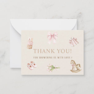 Tarjeta Pequeña Elegante guardería en acuarela niña beige rosa jug