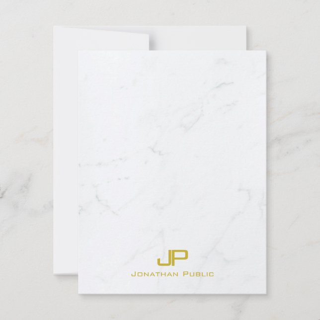 Tarjeta Pequeña Elegante Guay Monogramado de oro blanco moderno (Anverso)