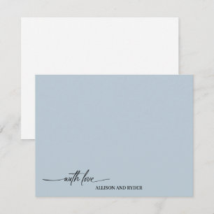 Tarjeta Pequeña Elegante guión azul claro con amor gracias