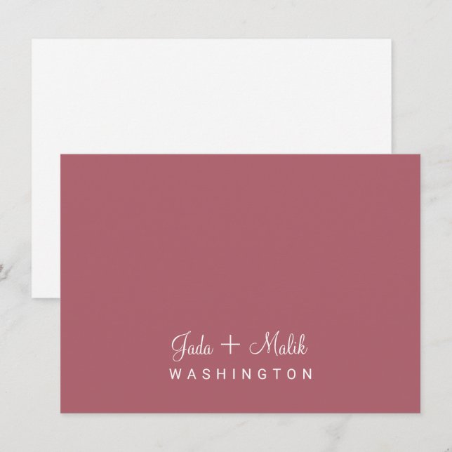 Tarjeta Pequeña Elegante guión Boda Pareja Monograma Terracotta (Anverso / Reverso)