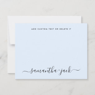 Tarjeta Pequeña Elegante guión de estilo azul claro Minimalista