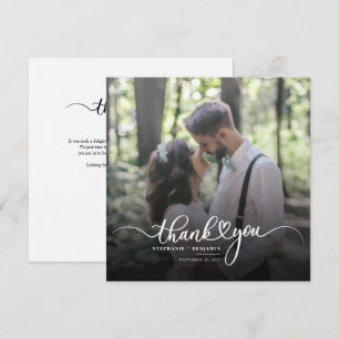 Tarjeta Pequeña Elegante guión de fotos de boda gracias