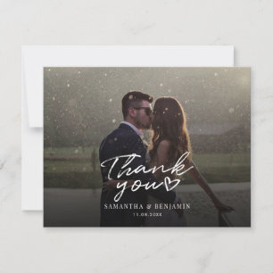 Tarjeta Pequeña Elegante guión de fotos de boda gracias